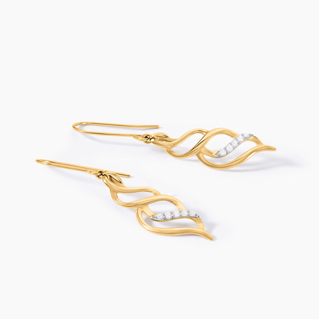 Boucles D'Oreilles Pendantes Suresh Or Jaune Oxyde De Zirconium - Boucles d'oreilles pendantes Femme | Histoire d&rsquo;Or