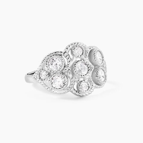 Bague Argent Blanc Boulonnaise Oxydes De Zirconium - Bagues avec pierre Femme | Histoire d’Or