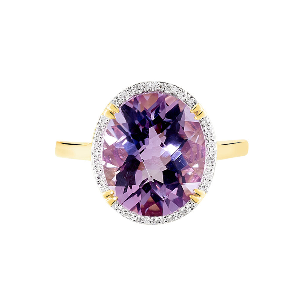 Bague Anna Or Jaune Amethyste Et Oxyde De Zirconium - Bagues avec pierre Femme | Histoire d’Or
