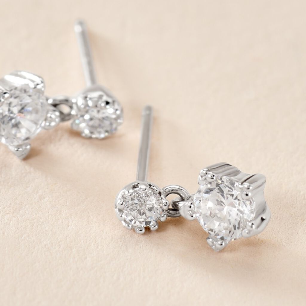 Boucles D'oreilles Puces Tibby Argent Blanc Oxyde De Zirconium - Boucles d'oreilles fantaisie Femme | Histoire d’Or