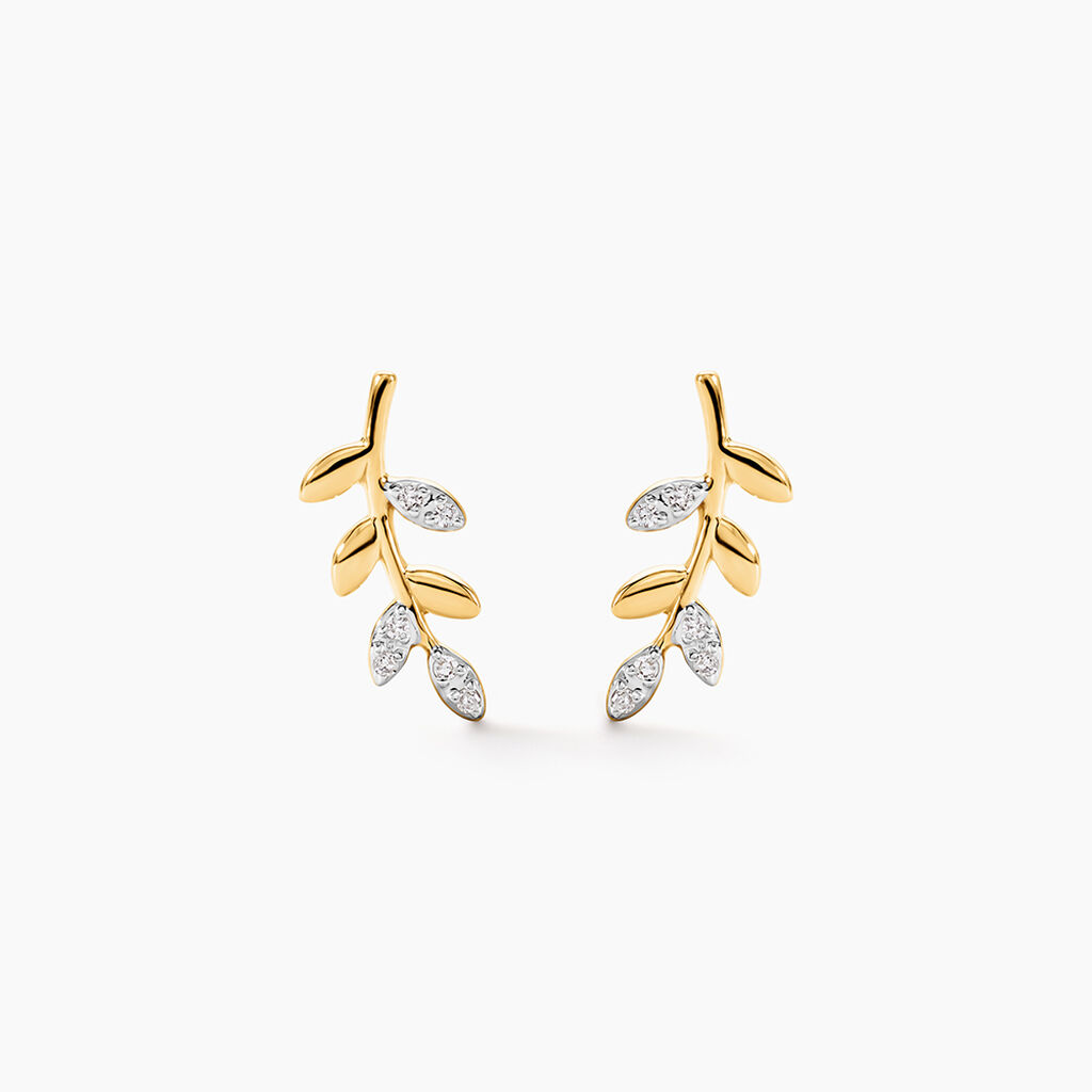 Boucles D'oreilles Puces Palmiro Or Jaune Diamant - Clous d'oreilles Femme | Histoire d&rsquo;Or