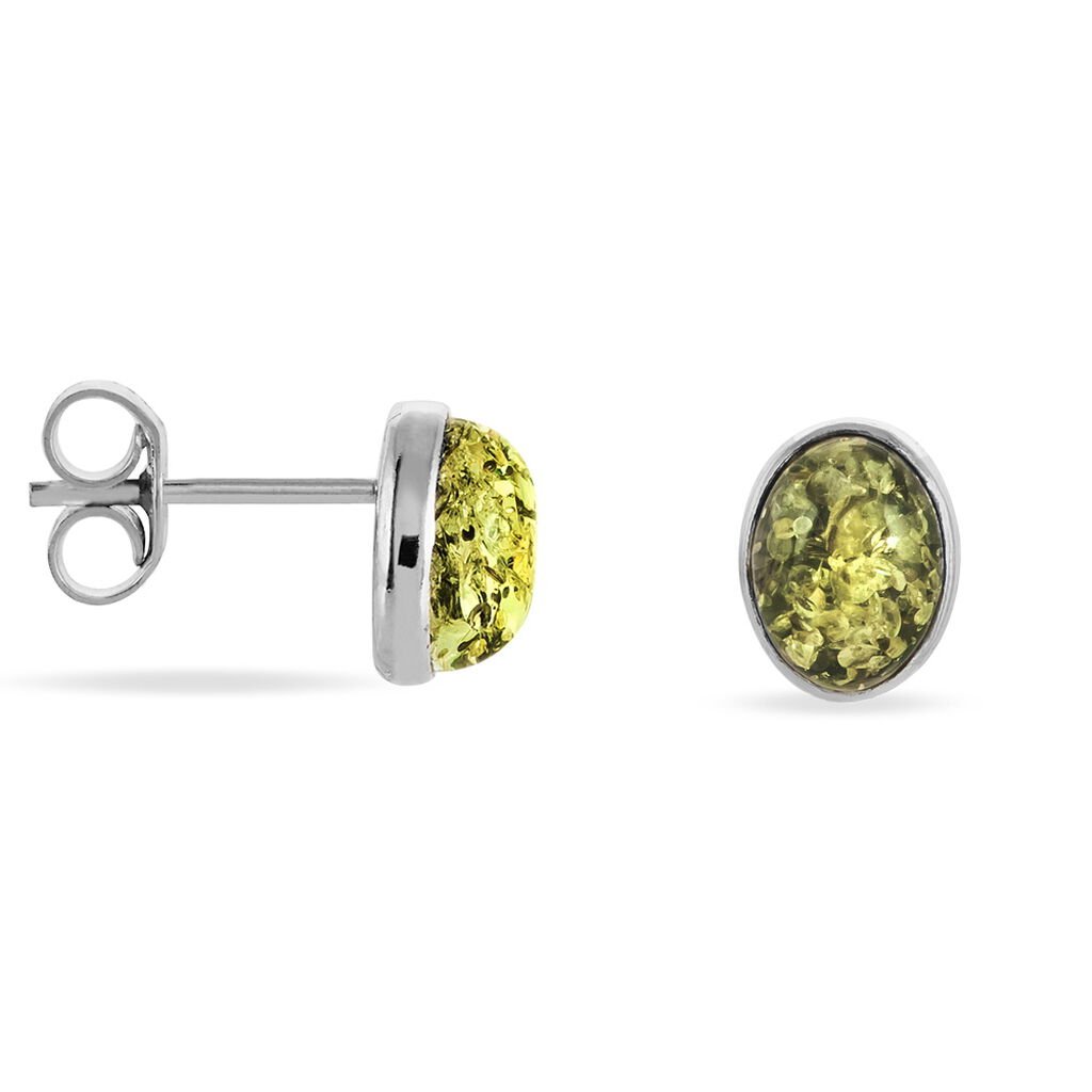Boucles D'oreilles Puces Argent Blanc Anise Ambre - Boucles d'oreilles fantaisie Femme | Histoire d’Or