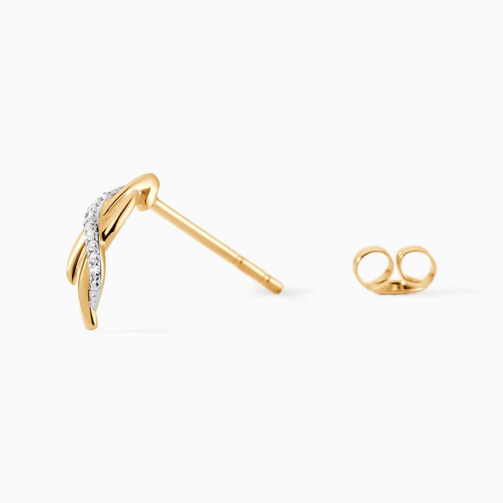 Boucles D'oreilles Puces Ester Or Jaune Diamant - Clous d'oreilles Femme | Histoire d&rsquo;Or