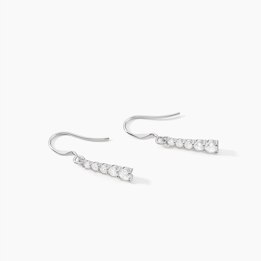Boucles D'oreilles Pendantes Argent Blanc Henriet Oxyde De Zirconium - Boucles d'oreilles fantaisie Femme | Histoire d&rsquo;Or