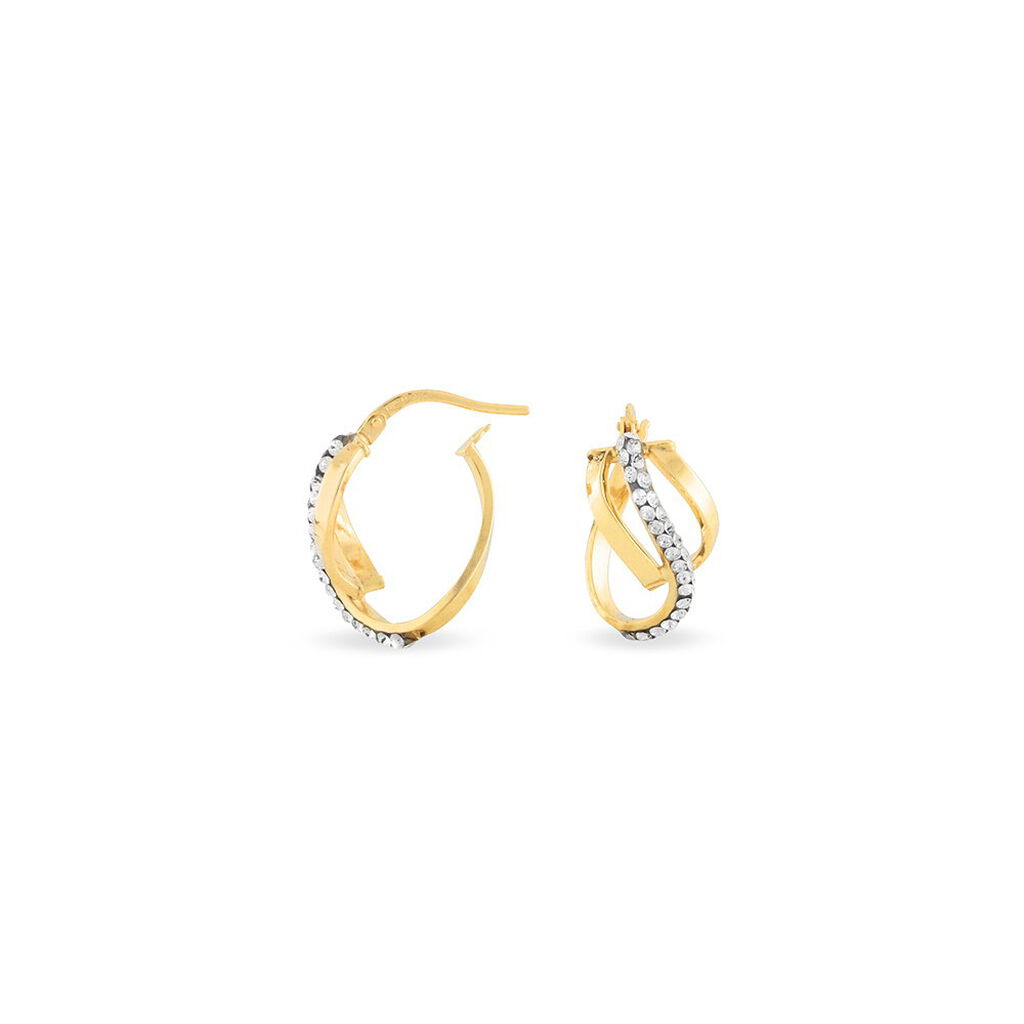 Créoles Mitica Or Jaune Strass - Boucles d'oreilles créoles Femme | Histoire d’Or