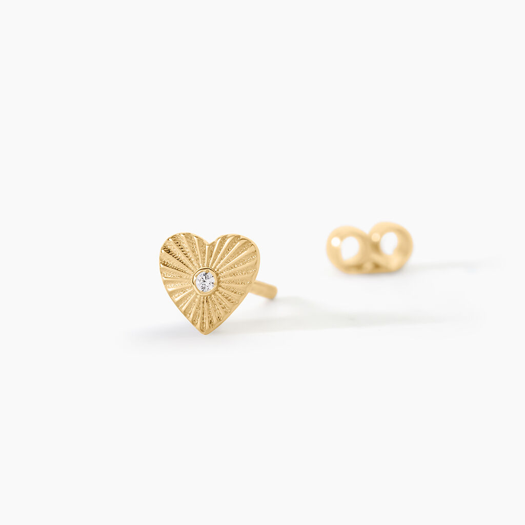 Boucles D'Oreilles Puces Candy Argent Dor&eacute; A L'Or 750/1000 Oxyde De Zirconium - Clous d'oreilles Femme | Histoire d&rsquo;Or