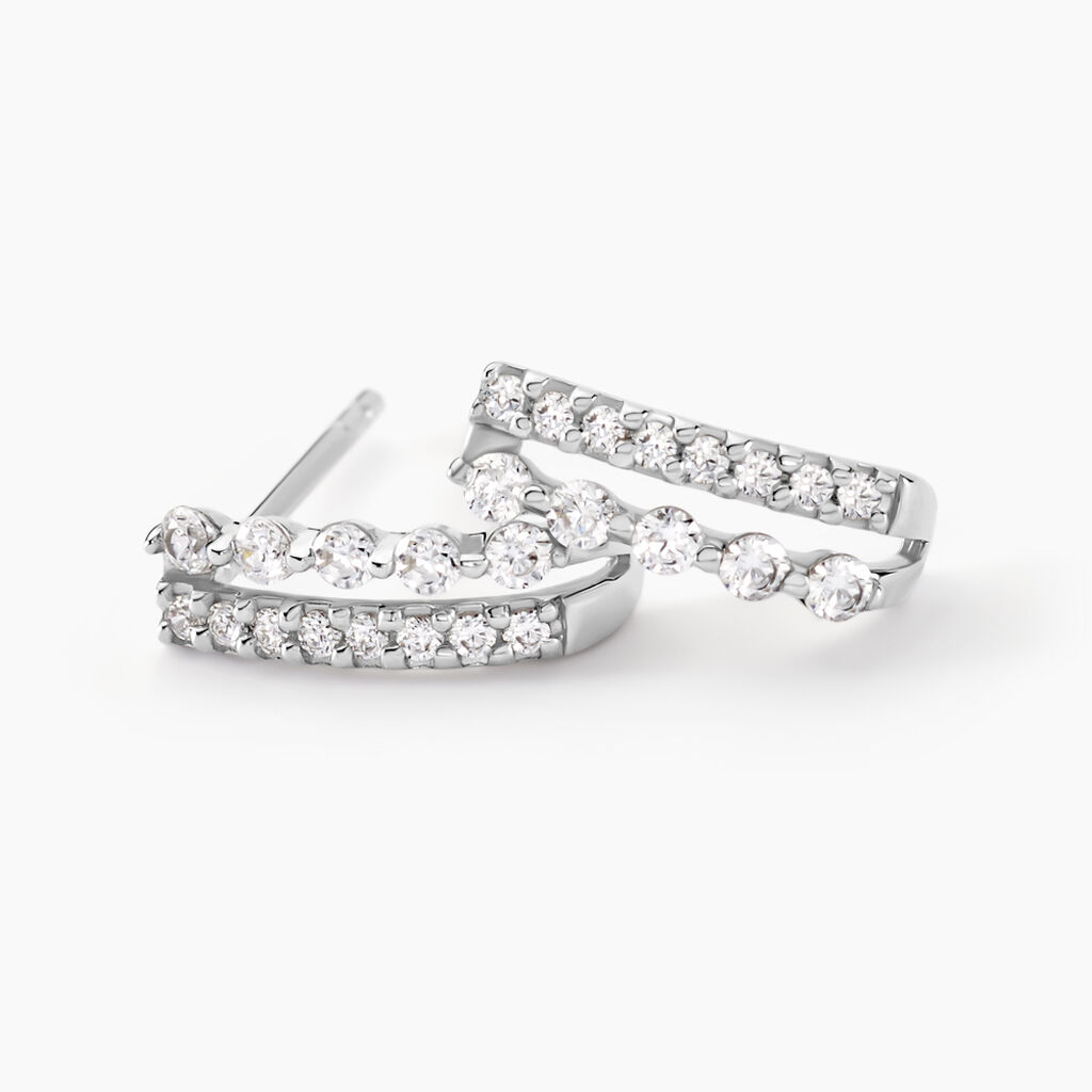 Créoles The Crown Or Blanc Oxyde De Zirconium - Boucles d'oreilles créoles Femme | Histoire d’Or