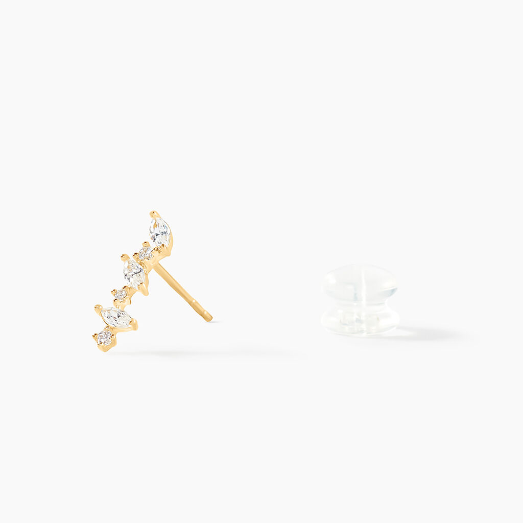 Boucles D'oreilles Puces Or Jaune Fortunella Oxydes De Zirconium - Clous d'oreilles Femme | Histoire d&rsquo;Or