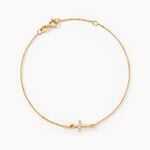 Bracelet Cobeia Croix Maille For&ccedil;at Or Jaune Oxyde De Zirconium - Bracelets Communion Femme | Histoire d&rsquo;Or