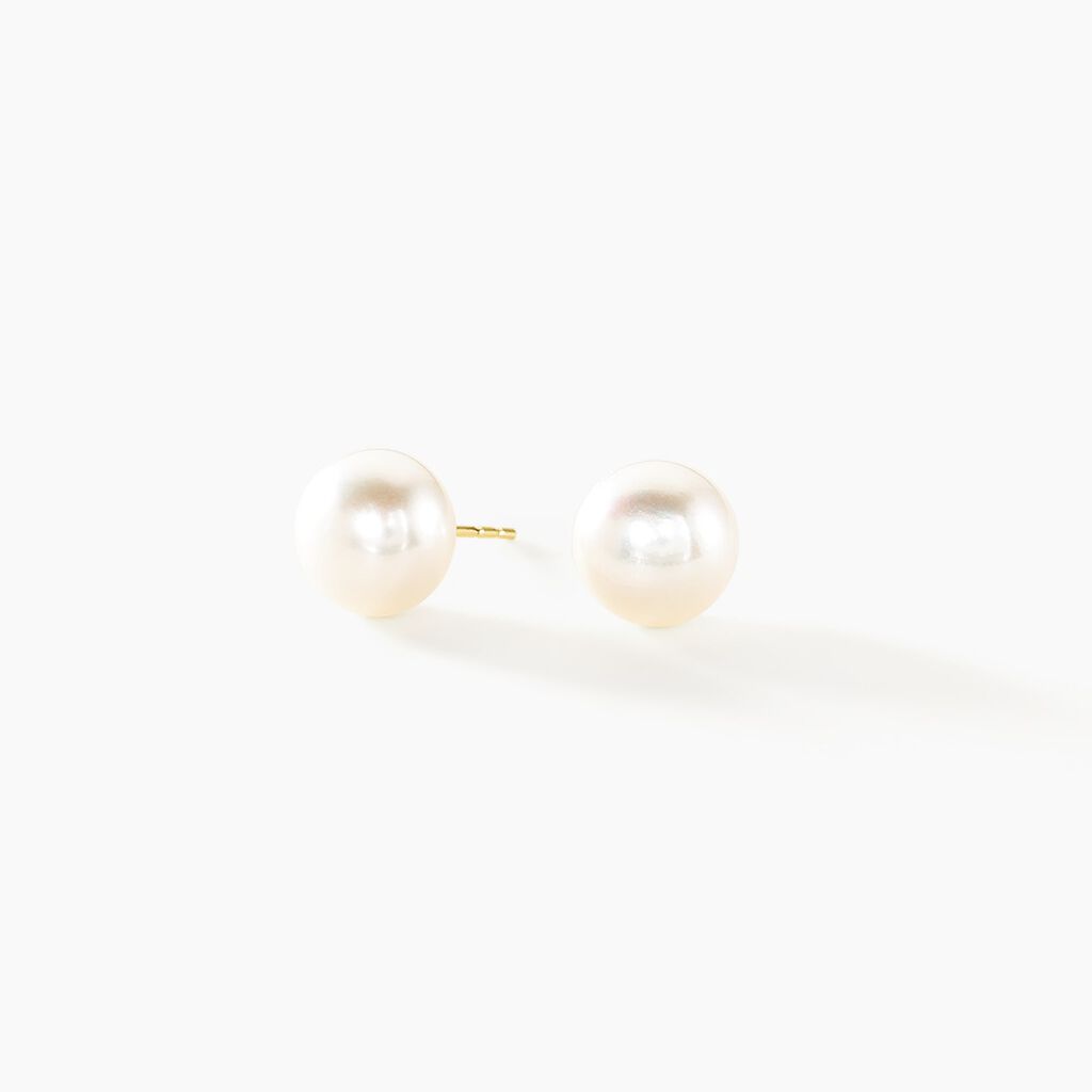 Boucles D'oreilles Puces Ursulina Or Jaune Perle De Culture - Clous d'oreilles Femme | Histoire d’Or