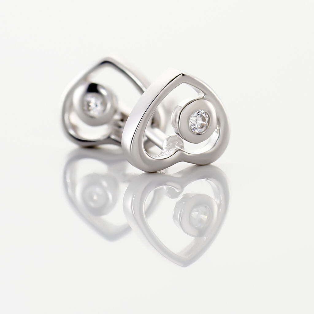 Boucles D'oreilles Puces Ashley Argent Blanc Oxyde De Zirconium - Boucles d'oreilles fantaisie Femme | Histoire d’Or