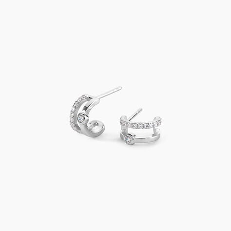 Boucles D'oreilles Puces Forrest Argent Rhodi&eacute; Oxyde De Zirconium - Boucles d'oreilles empierr&eacute;es Femme | Histoire d&rsquo;Or