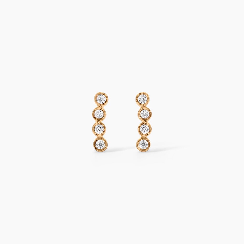 Boucles D'Oreilles Puces Emiliana Plaqu&eacute; Or Jaune Oxyde De Zirconium - Boucles d'oreilles fantaisie Femme | Histoire d&rsquo;Or