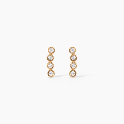 Boucles D'Oreilles Puces Emiliana Plaqu&eacute; Or Jaune Oxyde De Zirconium - Boucles d'oreilles fantaisie Femme | Histoire d&rsquo;Or