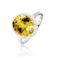 Bague Anna Or Blanc Citrine Et Diamant