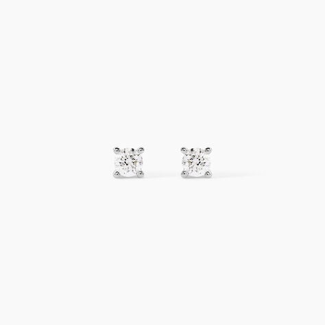 Boucles D'Oreilles Puces One Or Blanc Diamants - Boucles d'oreilles pierres pr&eacute;cieuses Femme | Histoire d&rsquo;Or