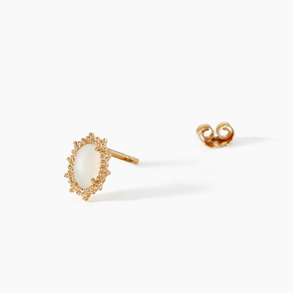 Boucles D'oreilles Puces Vintage Love Plaqué Or Jaune Pierre De Lune - Boucles d'oreilles fantaisie Femme | Histoire d’Or