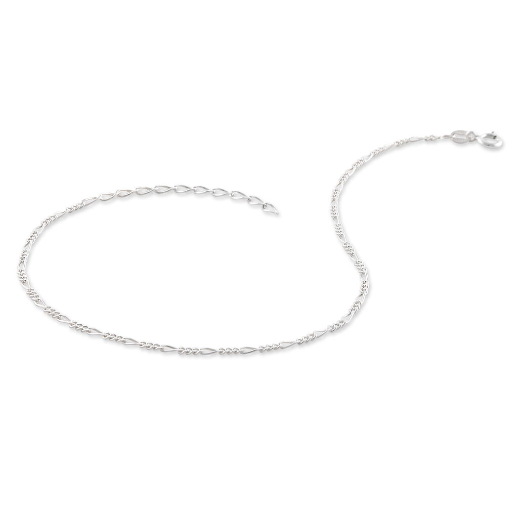Cha&icirc;ne De Cheville Cleona Maille Alternee 1/3 Argent Blanc - Cha&icirc;nes de cheville Femme | Histoire d&rsquo;Or