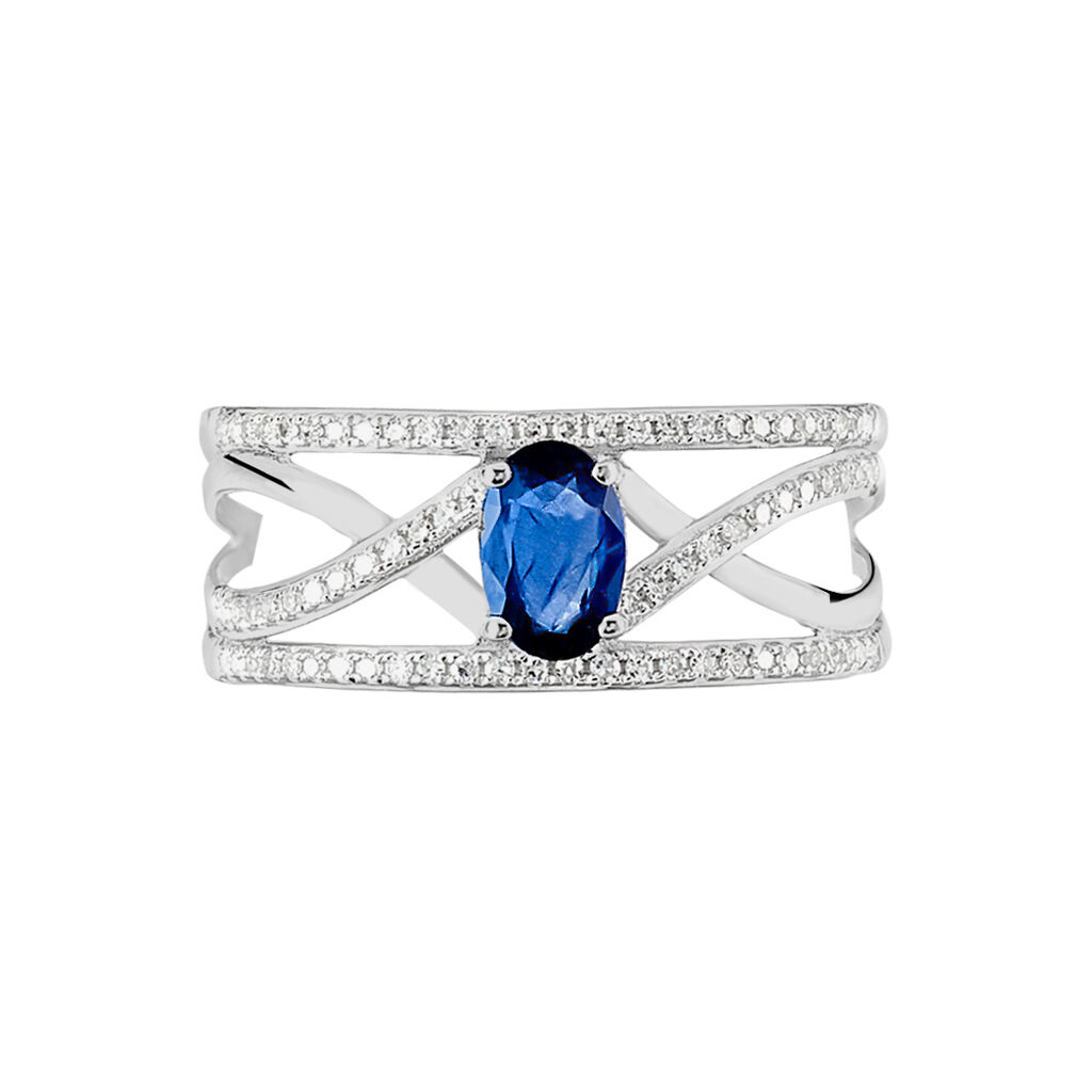 Bague Emeralina Or Blanc Saphir Et Diamant - Bagues solitaires Femme | Histoire d’Or