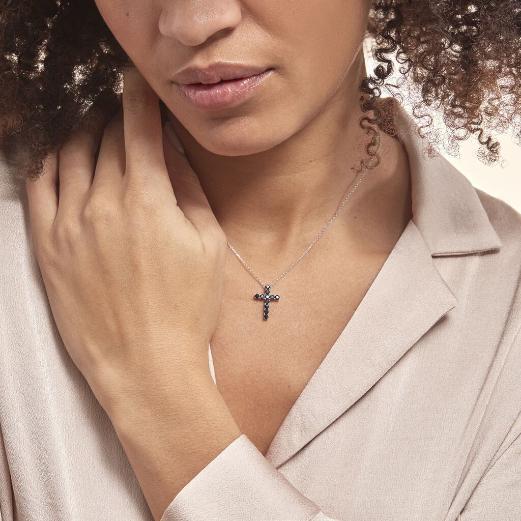 Pendentif Or Blanc Raynald Saphir - Pendentifs Femme | Histoire d’Or