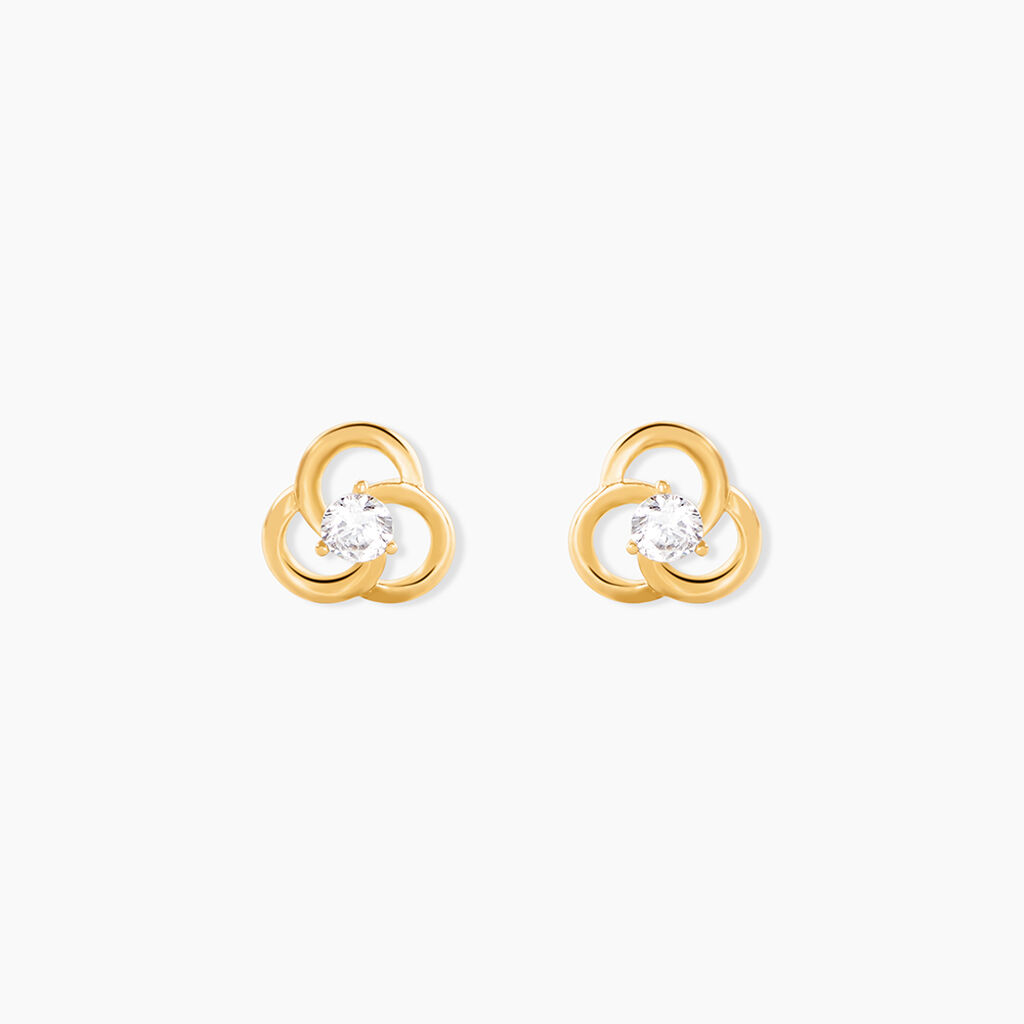 Boucles D'Oreilles Puces Isaias Or Jaune Oxyde De Zirconium - Clous d'oreilles Femme | Histoire d&rsquo;Or