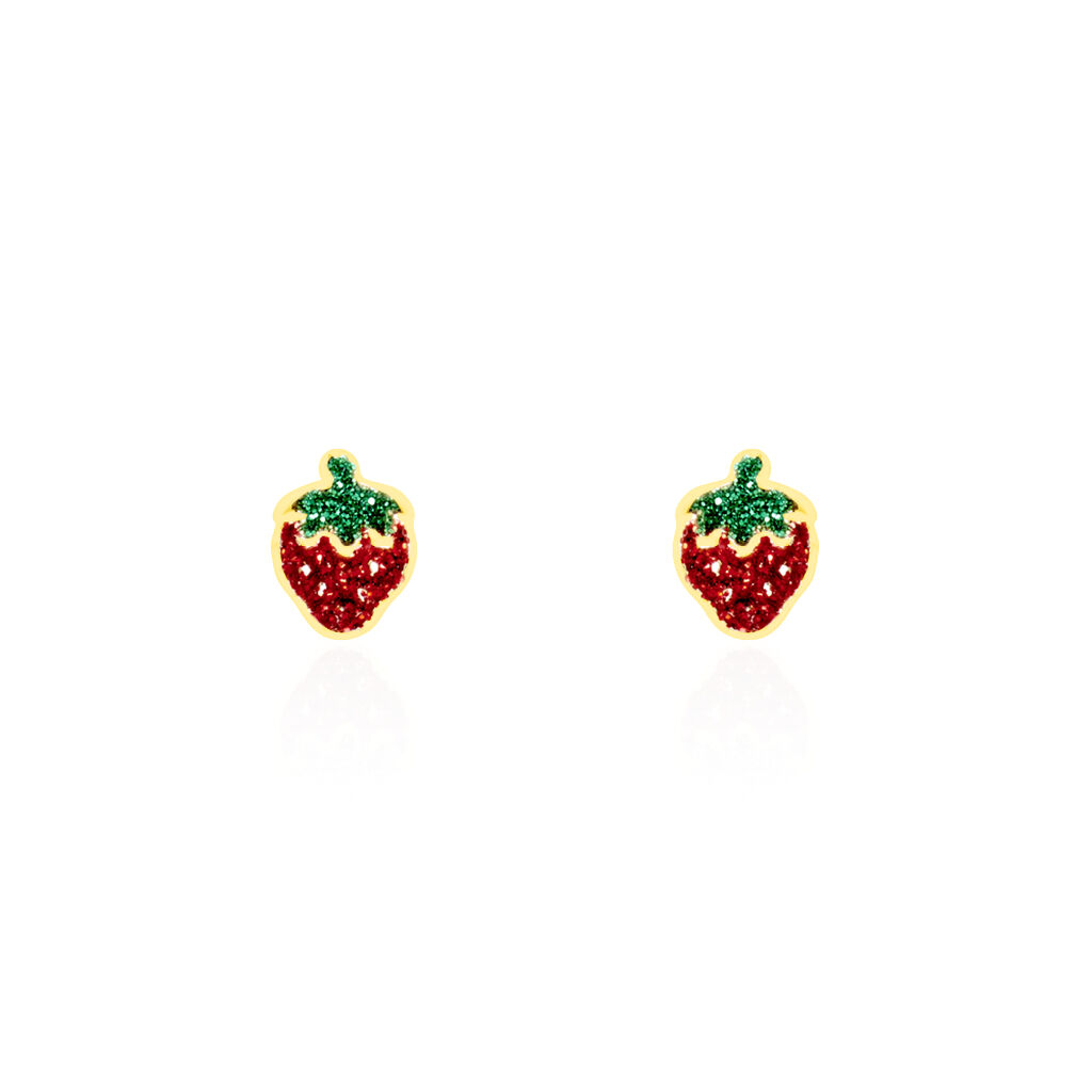 Boucles D'oreilles Puces Tharia Fraise Or Jaune - Clous d'oreilles Enfant | Histoire d’Or