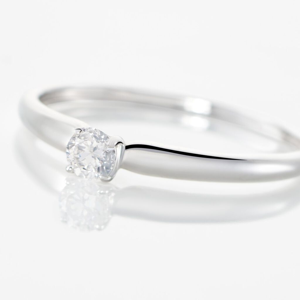 Bague Solitaire Flora Or Blanc Diamant - Bagues solitaires Femme | Histoire d&rsquo;Or