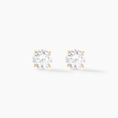 Boucles D'oreilles Puces Or Jaune Katherina Oxyde De Zirconium - Clous d'oreilles Femme | Histoire d&rsquo;Or