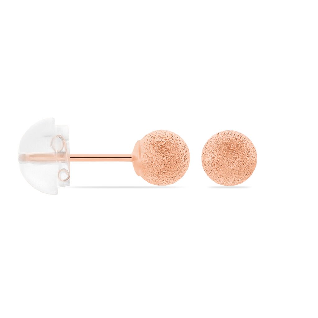 Boucles D'oreilles Puces Fidelia Boule Sablee Or Rose - Clous d'oreilles Femme | Histoire d’Or