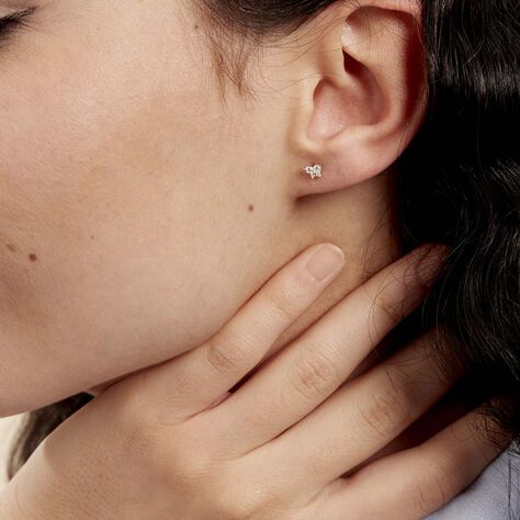 Boucles D'oreilles Puces Eleanor Fleur Or Jaune Oxyde De Zirconium - Clous d'oreilles Femme | Histoire d’Or