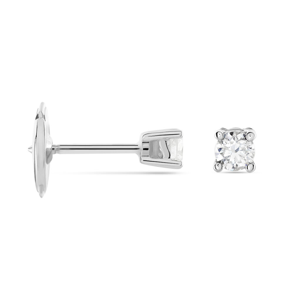 Boucles D'oreilles Puces Victoria Or Blanc Diamant - Clous d'oreilles Femme | Histoire d’Or