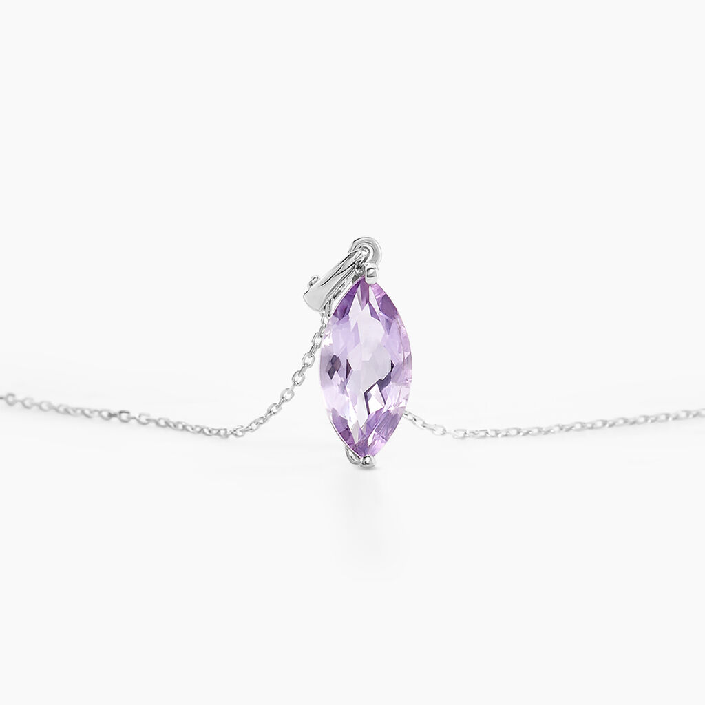 Collier Or Blanc Raquel Am&eacute;thyste - Colliers Femme | Histoire d&rsquo;Or