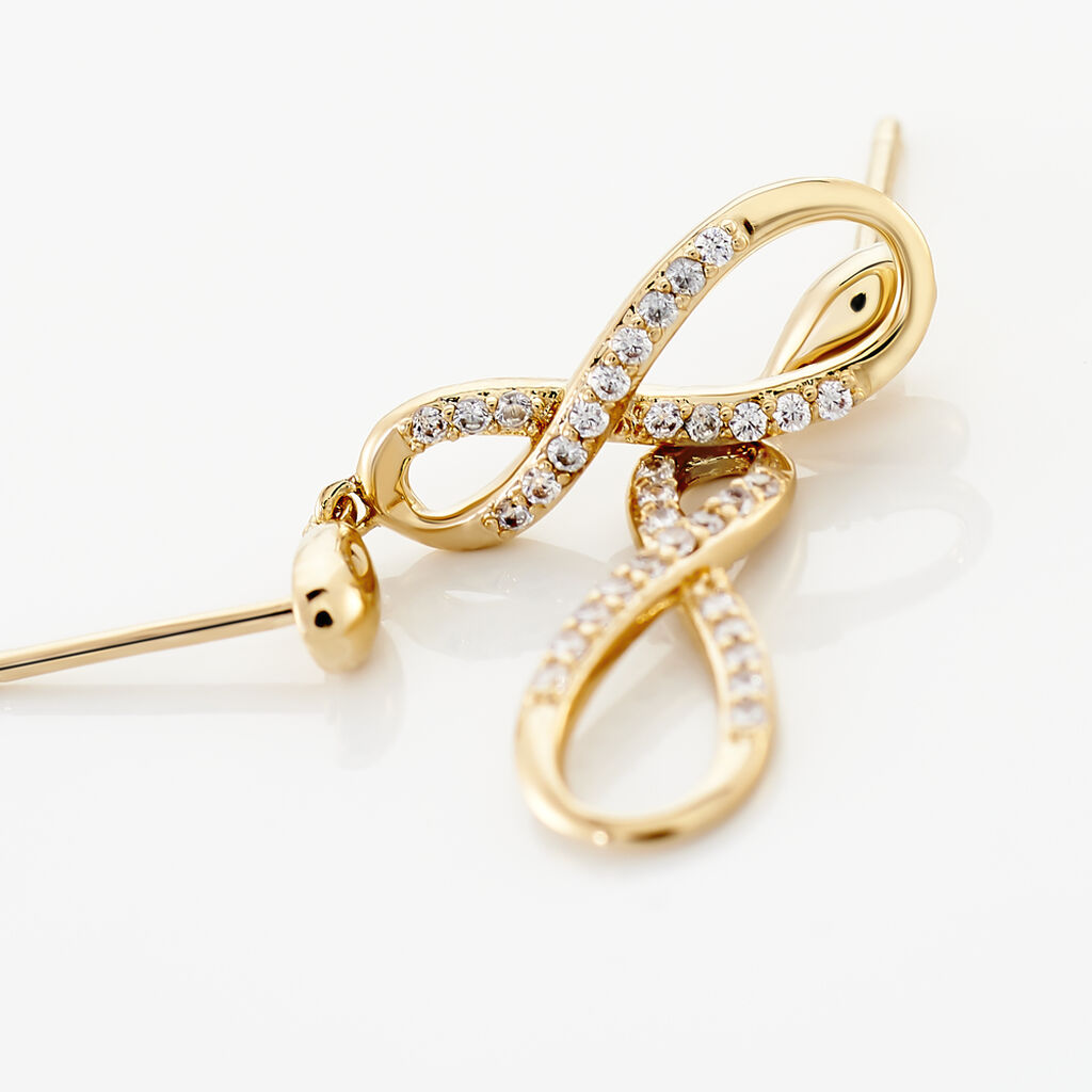 Boucles D'oreilles Pendantes Dunya Plaqué Or Jaune Oxyde De Zirconium - Boucles d'oreilles fantaisie Femme | Histoire d’Or