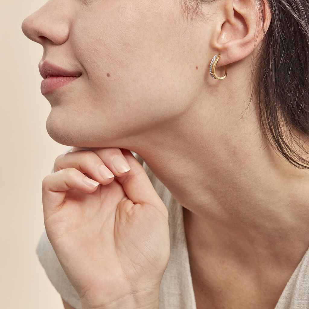 Créoles Hekate Or Jaune Strass - Boucles d'oreilles créoles Femme | Histoire d’Or