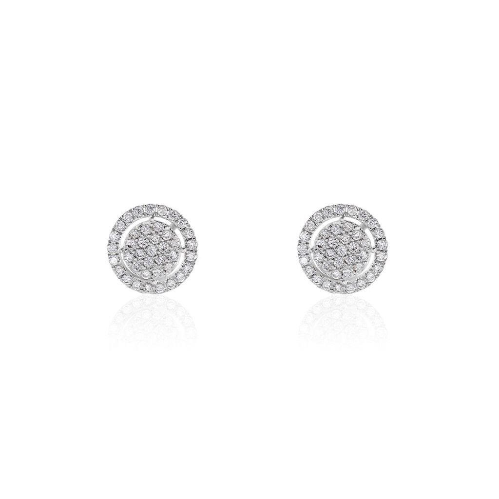 Boucles D'oreilles Puces Or Blanc Nawra Diamants Synthétiques - Clous d'oreilles Femme | Histoire d’Or