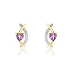 Cr&eacute;oles Clothilde Or Jaune Am&eacute;thyste Oxyde De Zirconium - Boucles d'oreilles cr&eacute;oles Femme | Histoire d&rsquo;Or