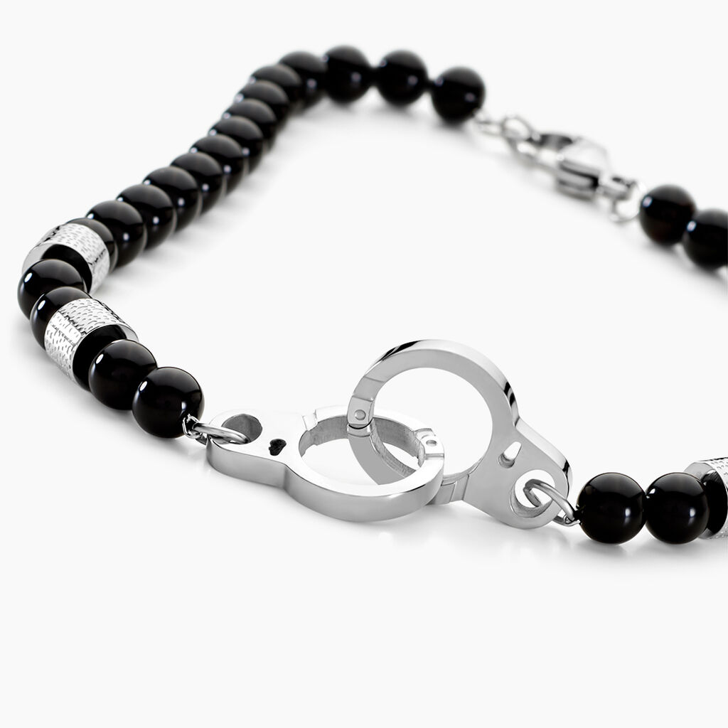 Bracelet Kuro Acier Blanc Agate - Bracelets Homme | Histoire d’Or