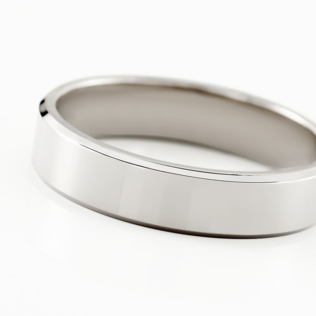 Alliance Hild Ruban Biseaute Palladium Blanc - Alliances Homme | Histoire d’Or
