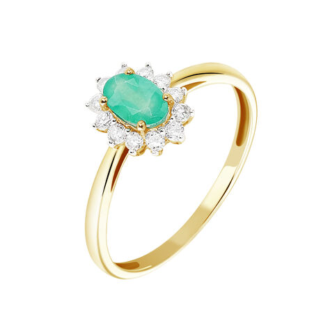 Bague Vladimir Or Jaune Emeraude Diamant - Bagues solitaires Femme | Histoire d’Or