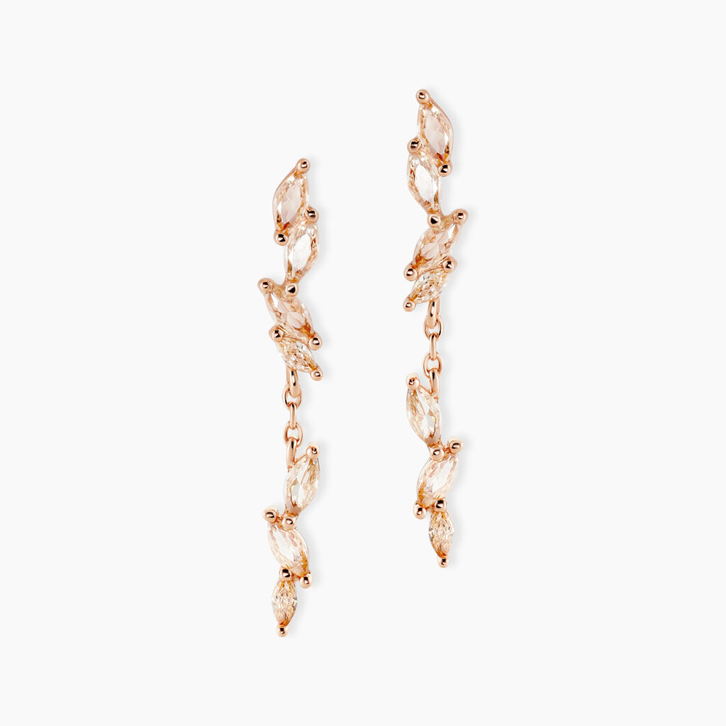 Boucles D'oreilles Pendantes Ellyn Argent Rose Oxyde De Zirconium - Nouveautés Femme | Histoire d’Or