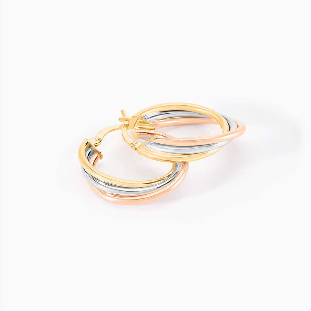 Créoles Tanya Or Tricolore - Boucles d'oreilles créoles Femme | Histoire d’Or