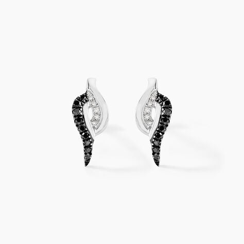 Boucles D'oreilles Puces Sculptural Or Blanc Diamant - Clous d'oreilles Femme | Histoire d&rsquo;Or