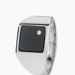 Chevali&egrave;re M&eacute;tal Acier Blanc Onyx Diamant Synth&eacute;tique - Chevali&egrave;res Homme | Histoire d&rsquo;Or