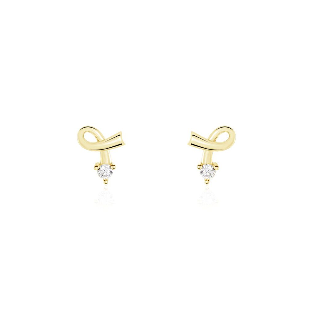 Boucles D'oreilles Puces Alvina Ruban Or Jaune Oxyde De Zirconium