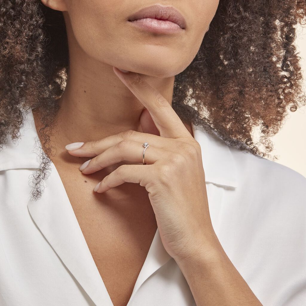 Bague Vrille Accompagnee Or Blanc Diamant - Bagues solitaires Femme | Histoire d’Or