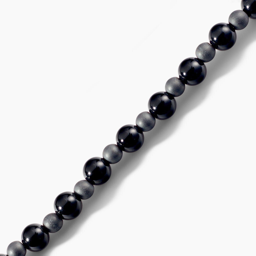 Bracelet Younes Acier Argenté Agate Hématite - Nouveautés Homme | Histoire d’Or