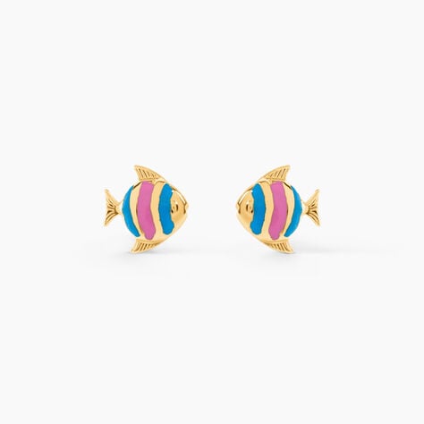 Boucles D'oreilles Puces Dorya Poisson Or Jaune - Clous d'oreilles Enfant | Histoire d&rsquo;Or