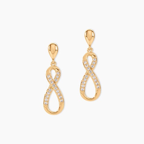Boucles D'oreilles Pendantes Dunya Plaqu&eacute; Or Jaune Oxyde De Zirconium - Boucles d'oreilles fantaisie Femme | Histoire d&rsquo;Or
