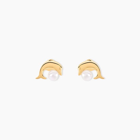 Boucles D'oreilles Puces Dyan Dauphin Or Jaune Perle De Culture - Clous d'oreilles Femme | Histoire d&rsquo;Or