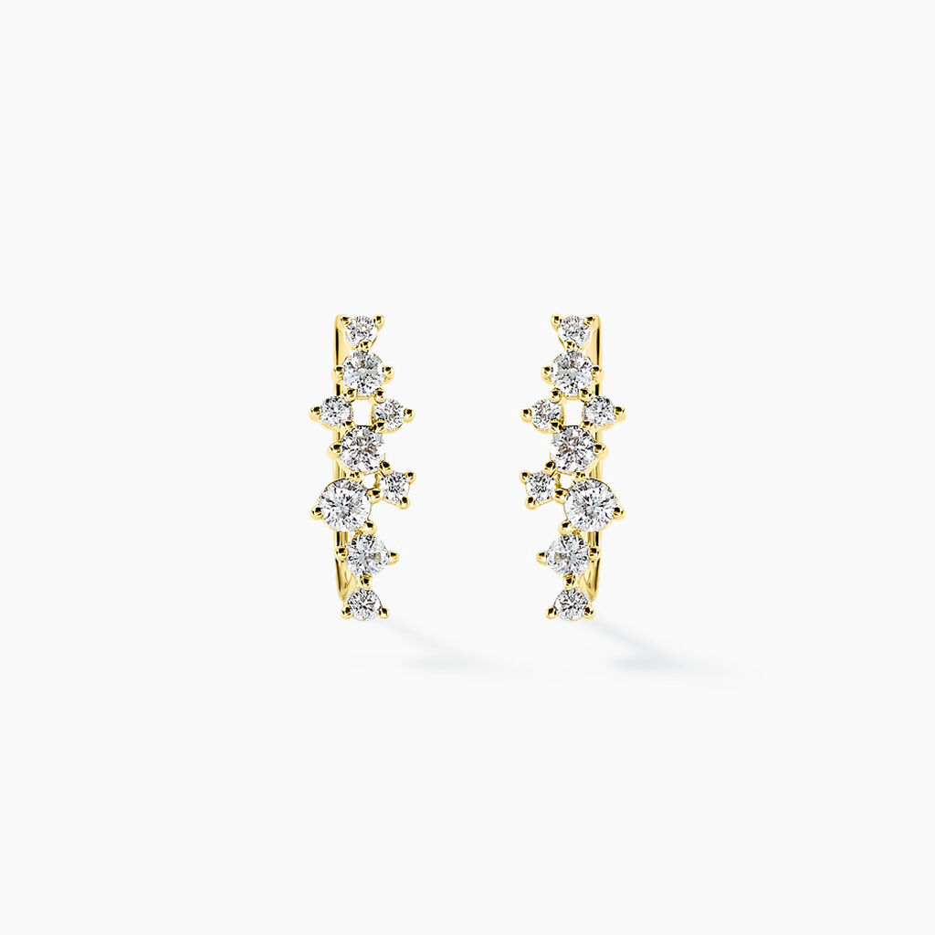 Boucles D'oreilles Puces Orlando Or Jaune Diamant Synth&eacute;tique - Clous d'oreilles Femme | Histoire d&rsquo;Or